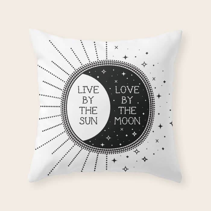 Live By The Sun Love By The Moon Throw Pillow