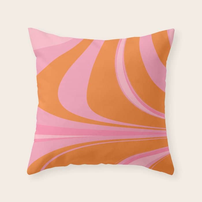 Groovy Color In Pink And Orange Throw Pillow