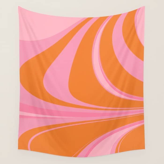 Groovy Color In Pink And Orange Wall Tapestry