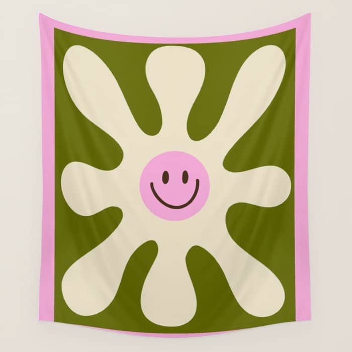 Retro Flower Vintage 70s Groovie Wall Tapestry