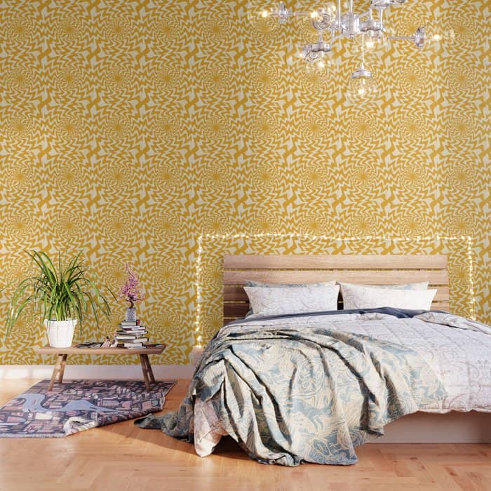 Retro 70s Swirl Spiral Banana Yellow Groovie  Wallpaper