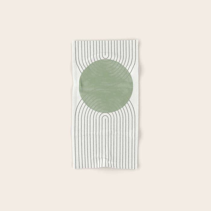 Mid Century Green Moon Shape  Bath Towel