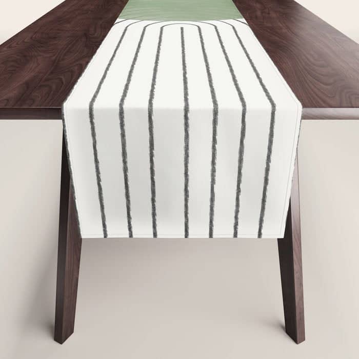 Mid Century Green Moon Shape  Table Runner