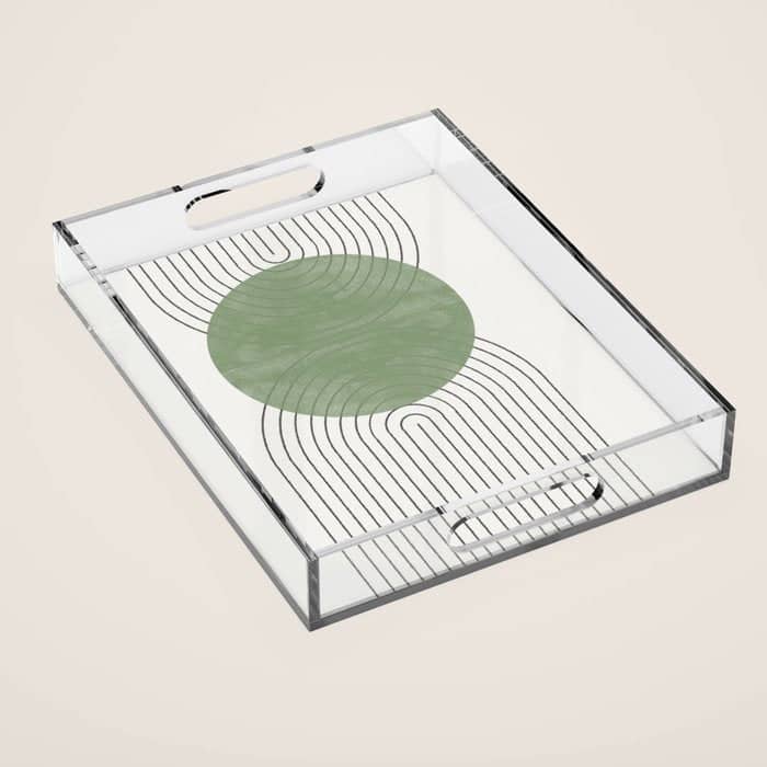 Mid Century Green Moon Shape  Acrylic Tray