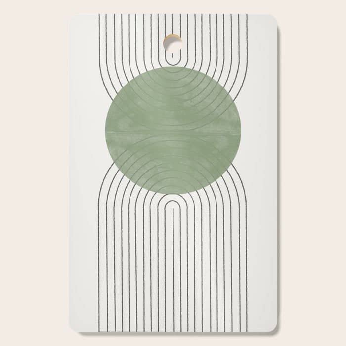 Mid Century Green Moon Shape  Cutting Board