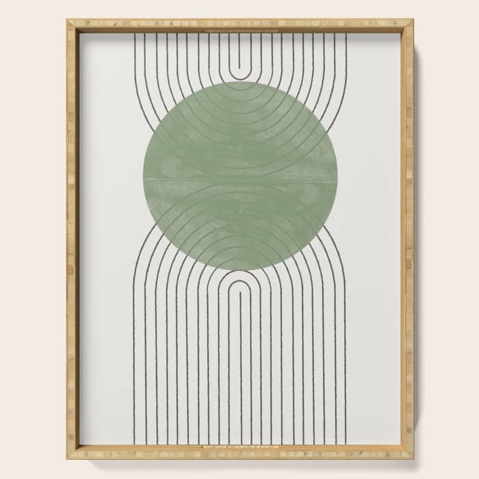 Mid Century Green Moon Shape  Serving Tray