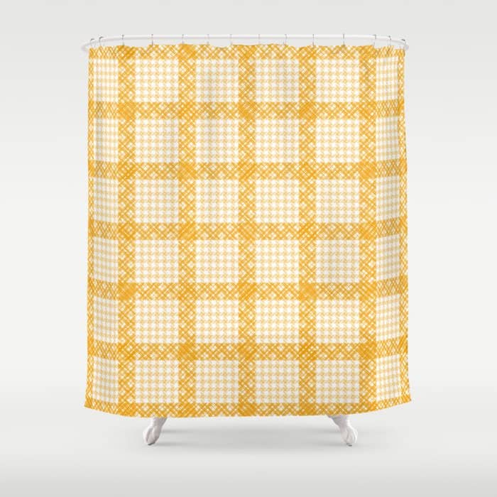 Woven Checkerboard (Yellow) Shower Curtain