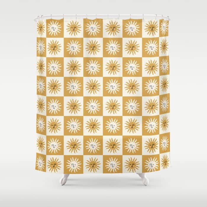 Vintage Checkered Sunshine Shower Curtain