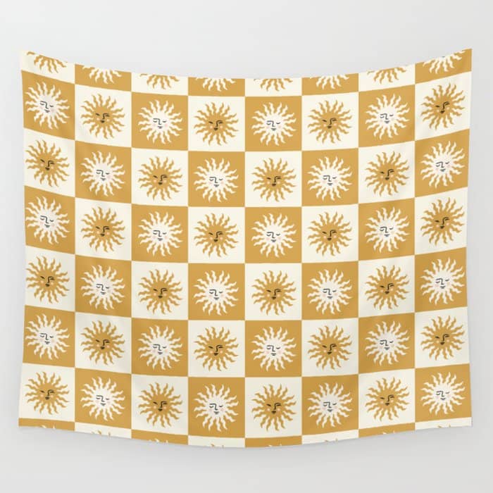 Vintage Checkered Sunshine Wall Tapestry