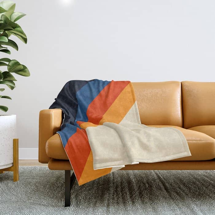 Colorful Classic Retro 70s Vintage Style Stripes - Padona Throw Blanket