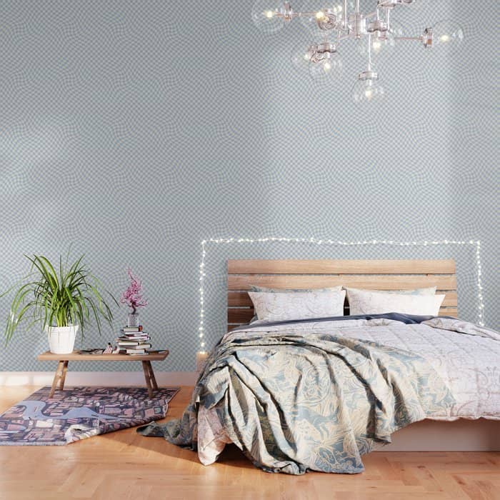 Check - Baby Blue Twist Checkerboard Print Wallpaper