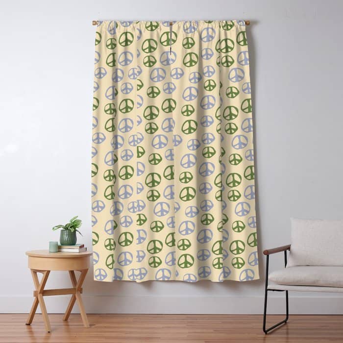 Hand-Drawn Peace Symbol Pattern Window Curtain