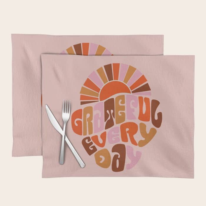 Grateful Everyday - 70s Hippie Style  Placemat