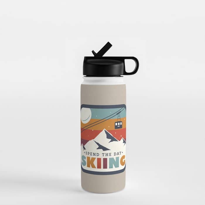 Spend The Day Skiing-Ski Badge Water Bottle