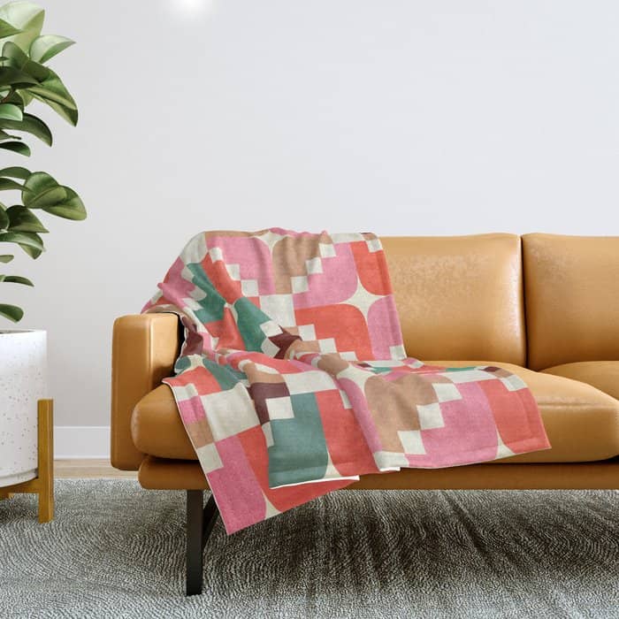 Winter Retro Quilt Pattern Throw Blanket