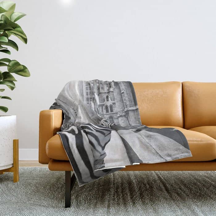 Zebra In The City - Black And White Photography Collage Throw Blanket