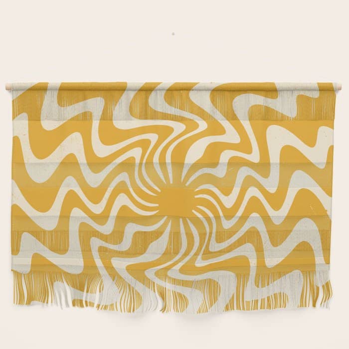 Retro 70s Swirl Spiral Banana Yellow Groovie  Wall Hanging