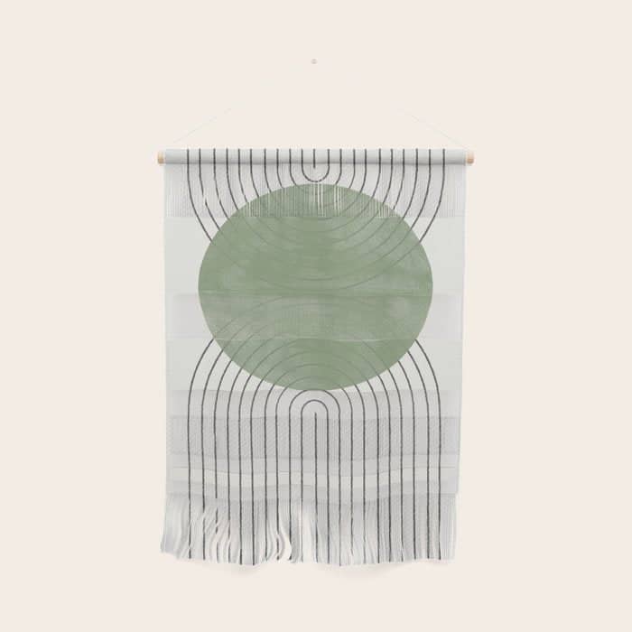 Mid Century Green Moon Shape  Wall Hanging