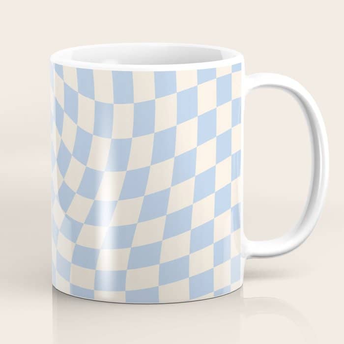 Check - Baby Blue Twist Checkerboard Print Coffee Mug