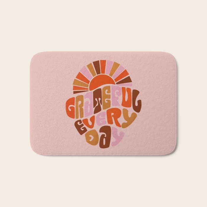 Grateful Everyday - 70s Hippie Style  Bath Mat