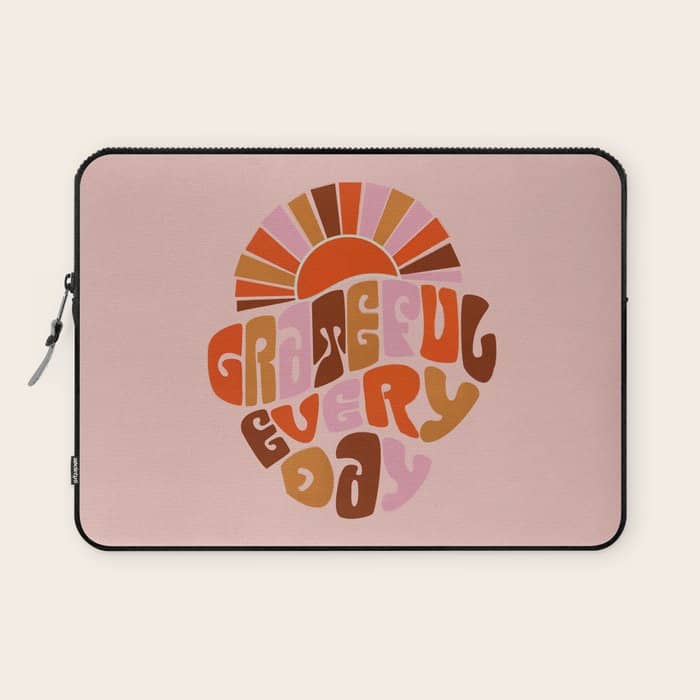 Grateful Everyday - 70s Hippie Style  Laptop Sleeve