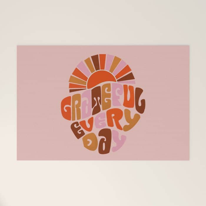 Grateful Everyday - 70s Hippie Style  Welcome Mat