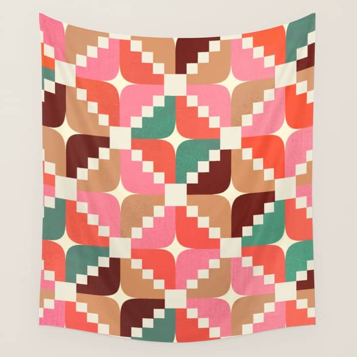 Winter Retro Quilt Pattern Wall Tapestry