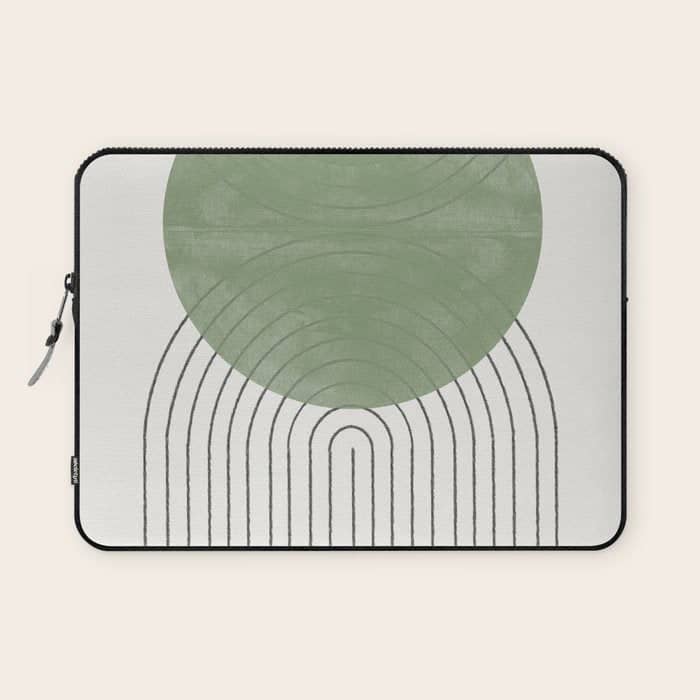 Mid Century Green Moon Shape  Laptop Sleeve
