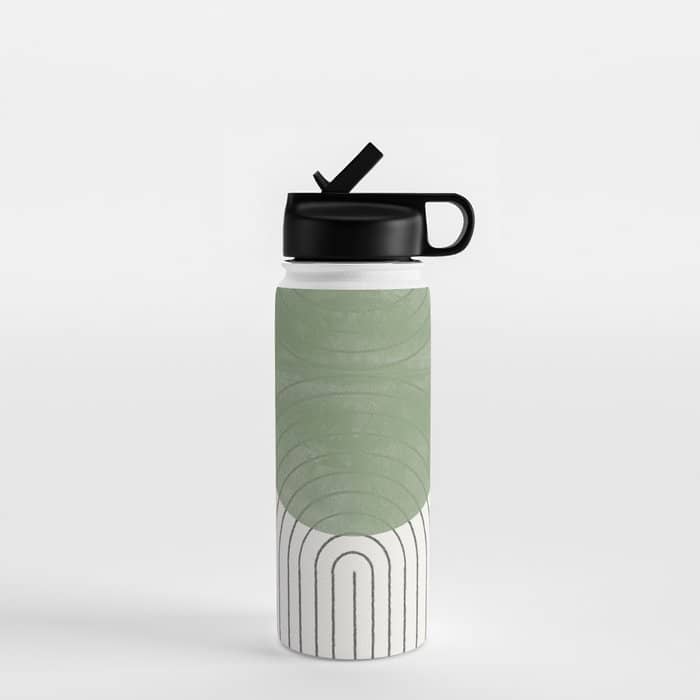 Mid Century Green Moon Shape  Water Bottle
