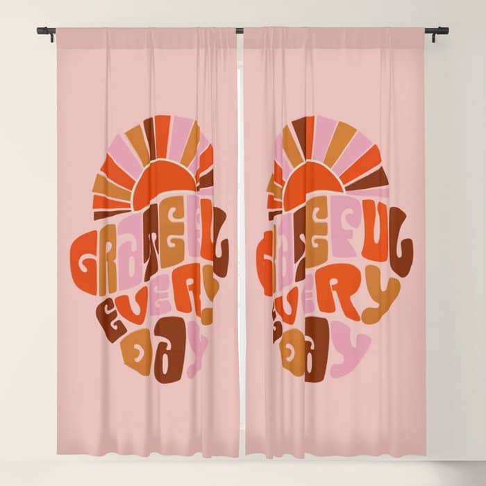 Grateful Everyday - 70s Hippie Style  Window Curtain