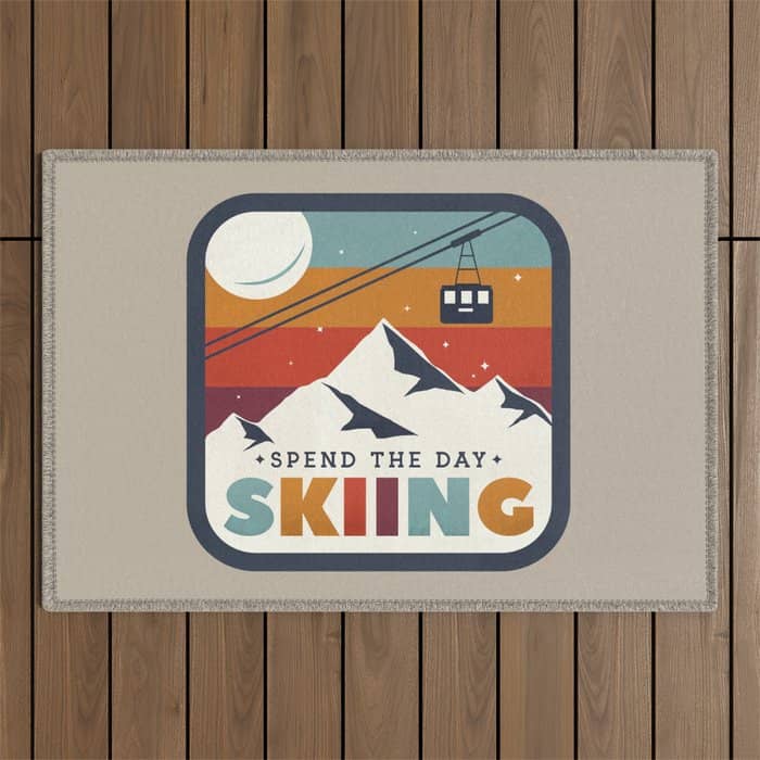 Spend The Day Skiing-Ski Badge Outdoor Rug
