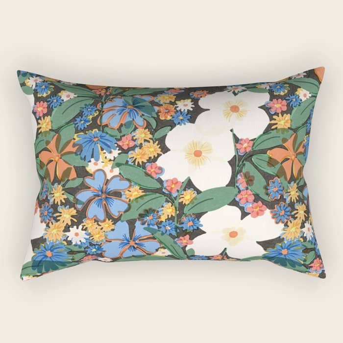 Grandma'S Garden Dark Background Rectangular Pillow