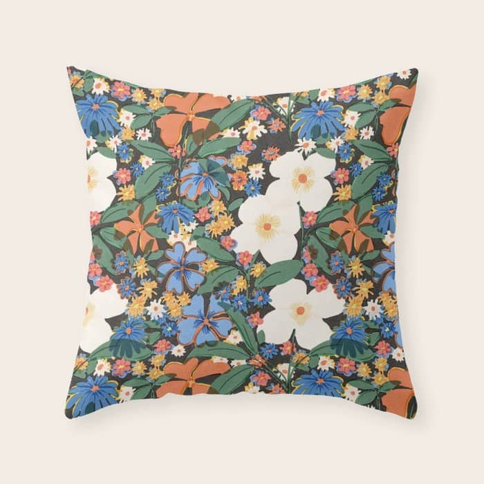 Grandma'S Garden Dark Background Throw Pillow