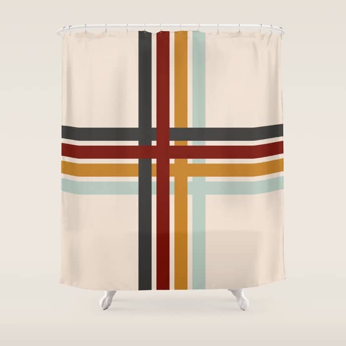 Colored Retro Cross Stripes Shower Curtain