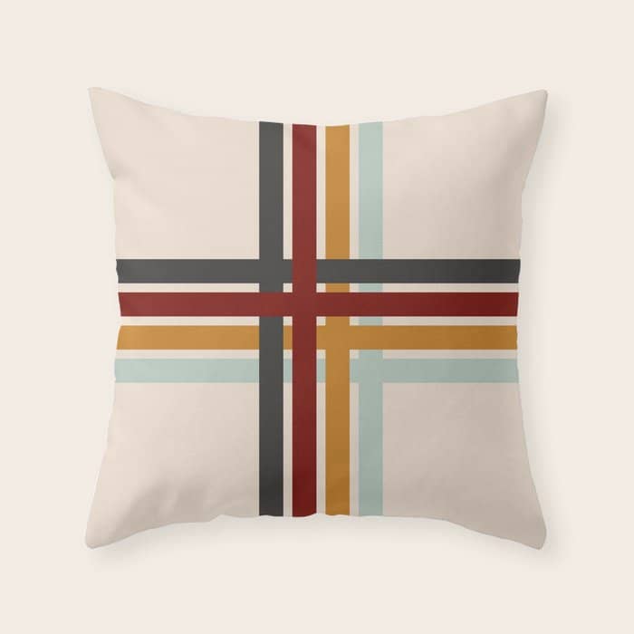 Colored Retro Cross Stripes Throw Pillow