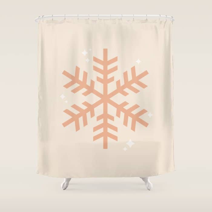 Snowflake Boho Christmas Decor Modern Earth Tones Shower Curtain