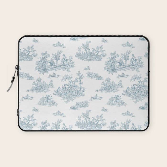 Toile De Jouy - Duck Egg Blue Laptop Sleeve