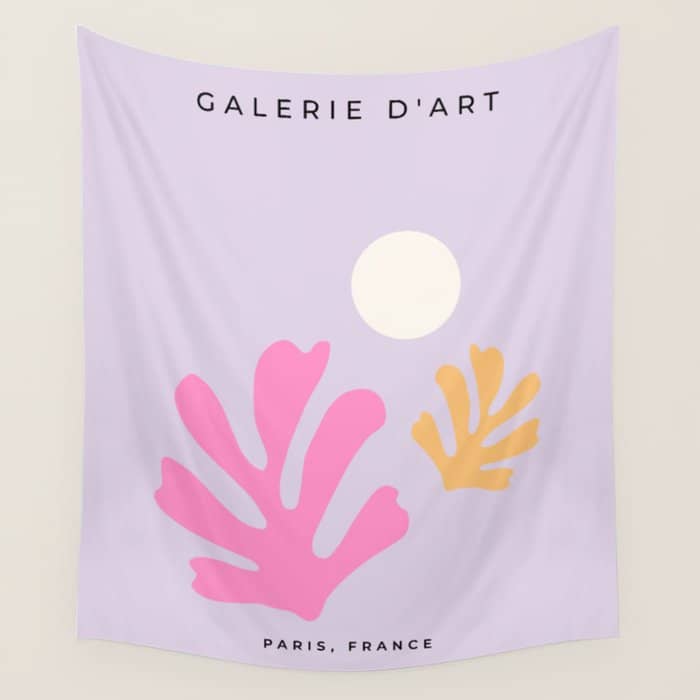 Lavender Abstract Leaves Modern Minimalistic Vintage Cut Outs Wall Tapestry