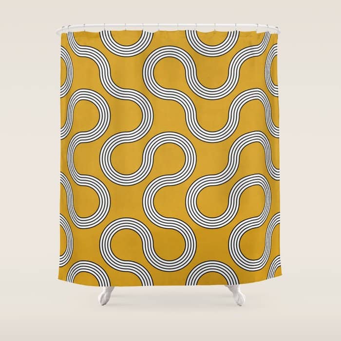 My Favorite Geometric Patterns No.31 - Mustard Yellow Shower Curtain