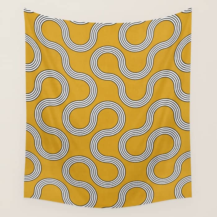 My Favorite Geometric Patterns No.31 - Mustard Yellow Wall Tapestry