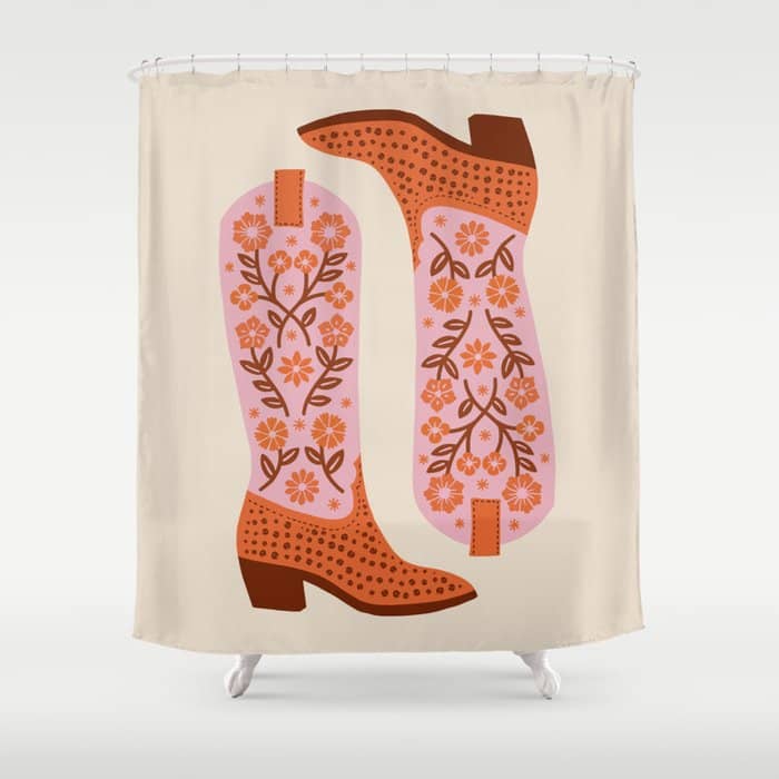 Cowgirl Boots - Pink And Orange Shower Curtain