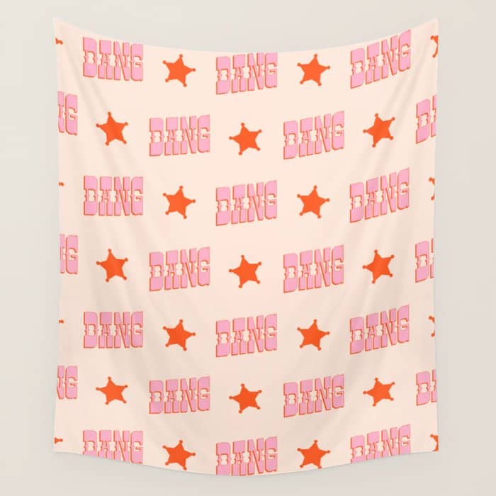 Dang - Western Style Saloon Font In Retro Mod Colors (Bright Pink And Orange) Wall Tapestry