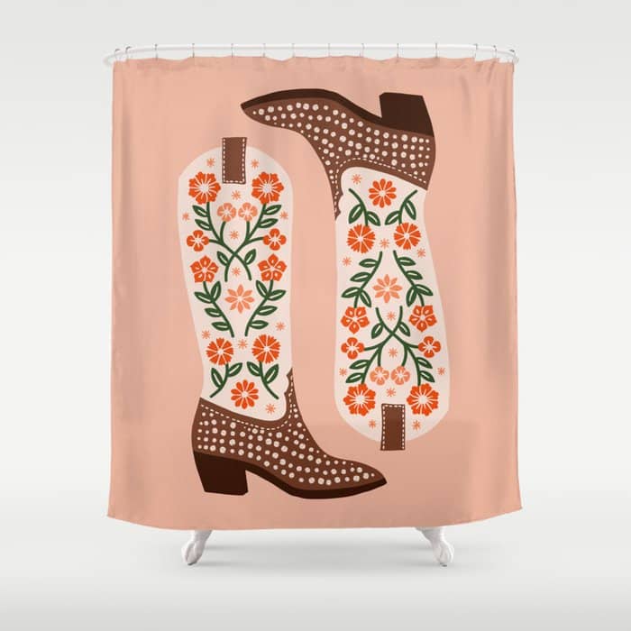 Cowgirl Boots - Orange And Green Shower Curtain