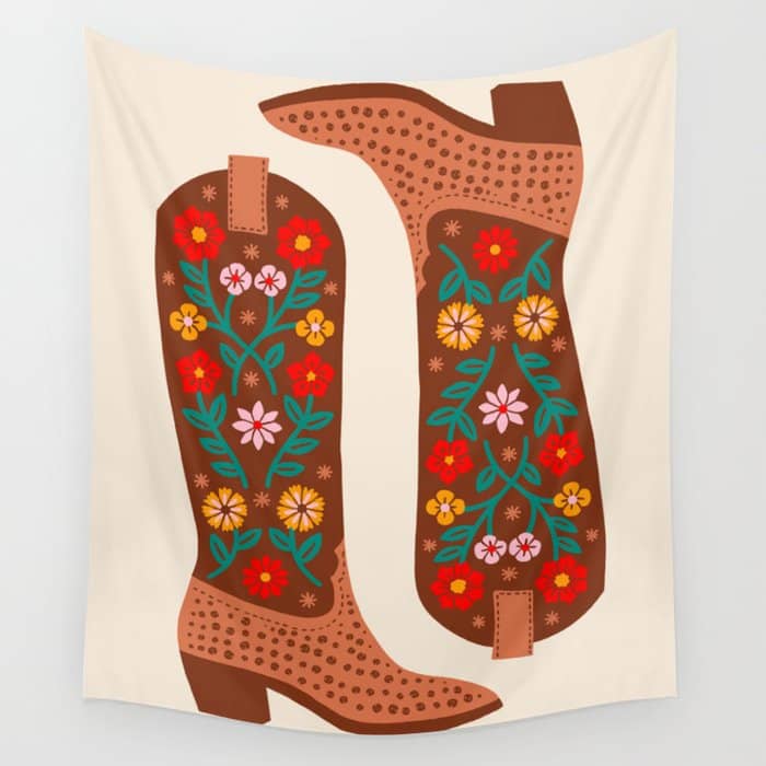 Cowgirl Boots - Bright Multicolor Wall Tapestry