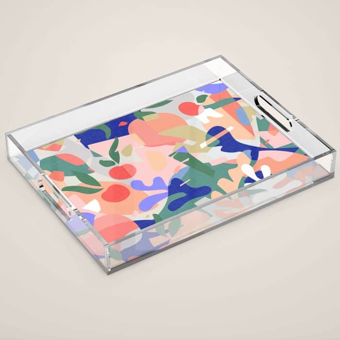 Abstract Fruits And Leaves / Modern Summer Acrylic Tray