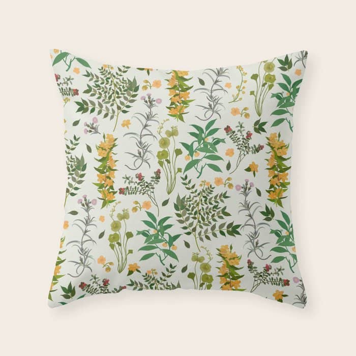 Vintage Wildflowers / Cozy Botanicals Throw Pillow