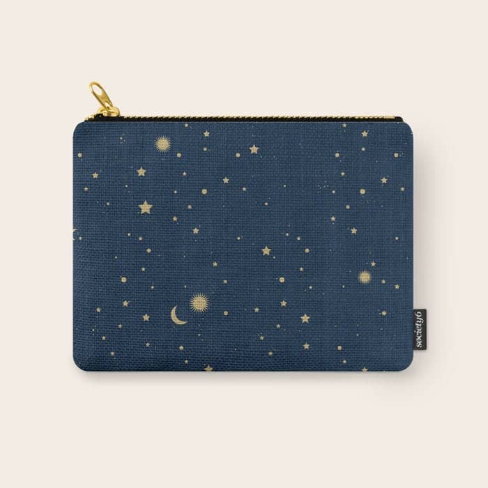 Magical Night / Galaxy In Blue And Golden Yellow Shades Carry All Pouch