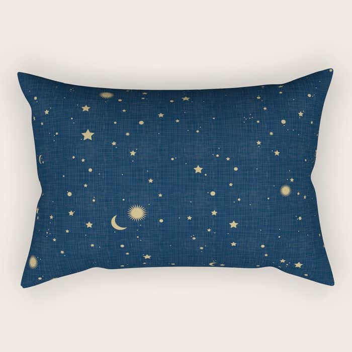 Magical Night / Galaxy In Blue And Golden Yellow Shades Rectangular Pillow