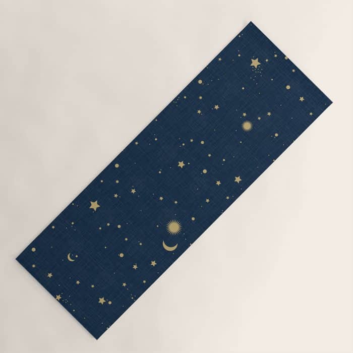 Magical Night / Galaxy In Blue And Golden Yellow Shades Yoga Mat