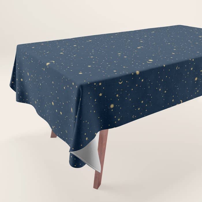 Magical Night / Galaxy In Blue And Golden Yellow Shades Tablecloth